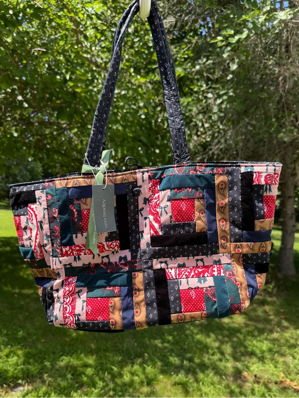 Vera Bradley Small Hathaway Tote Paisley Key Patchwork 2024 Holiday NWT